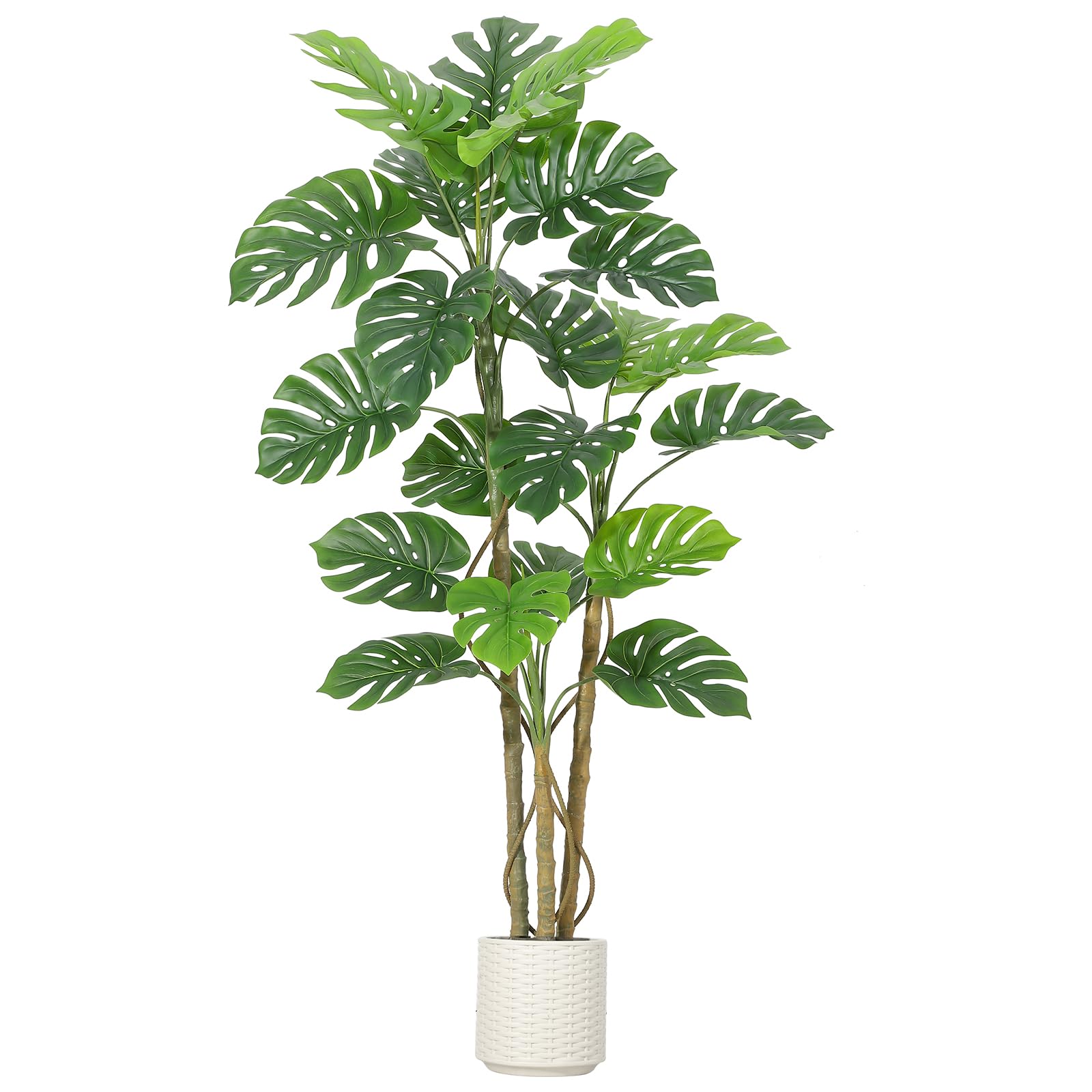 Garvee 6ft Artificial Monstera Deliciosa Plant, Lifelike Fake Tropical Palm Tree with Bendable Stems & Ceramic Pot, Indoor Outdoor UV Resistant for Ho