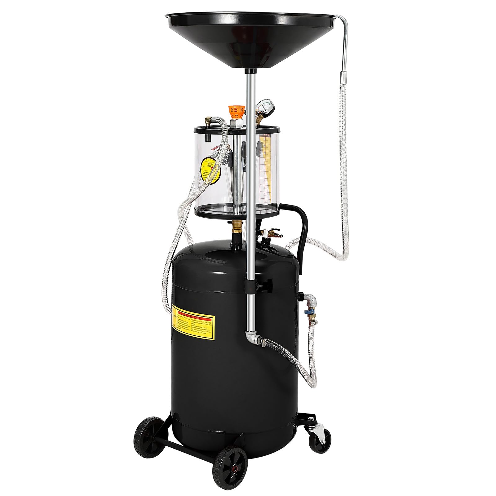 Garvee 20 Gallon Waste Oil Drain Tank Portable Air Operated Oil Drainer Adjustable Funnel Steel with Wheels Toolbox for Auto Workshops