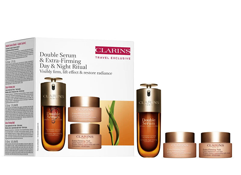 Clarins Dobbelt serum & ekstra opstrammende ritual dag & nat gavesæt
