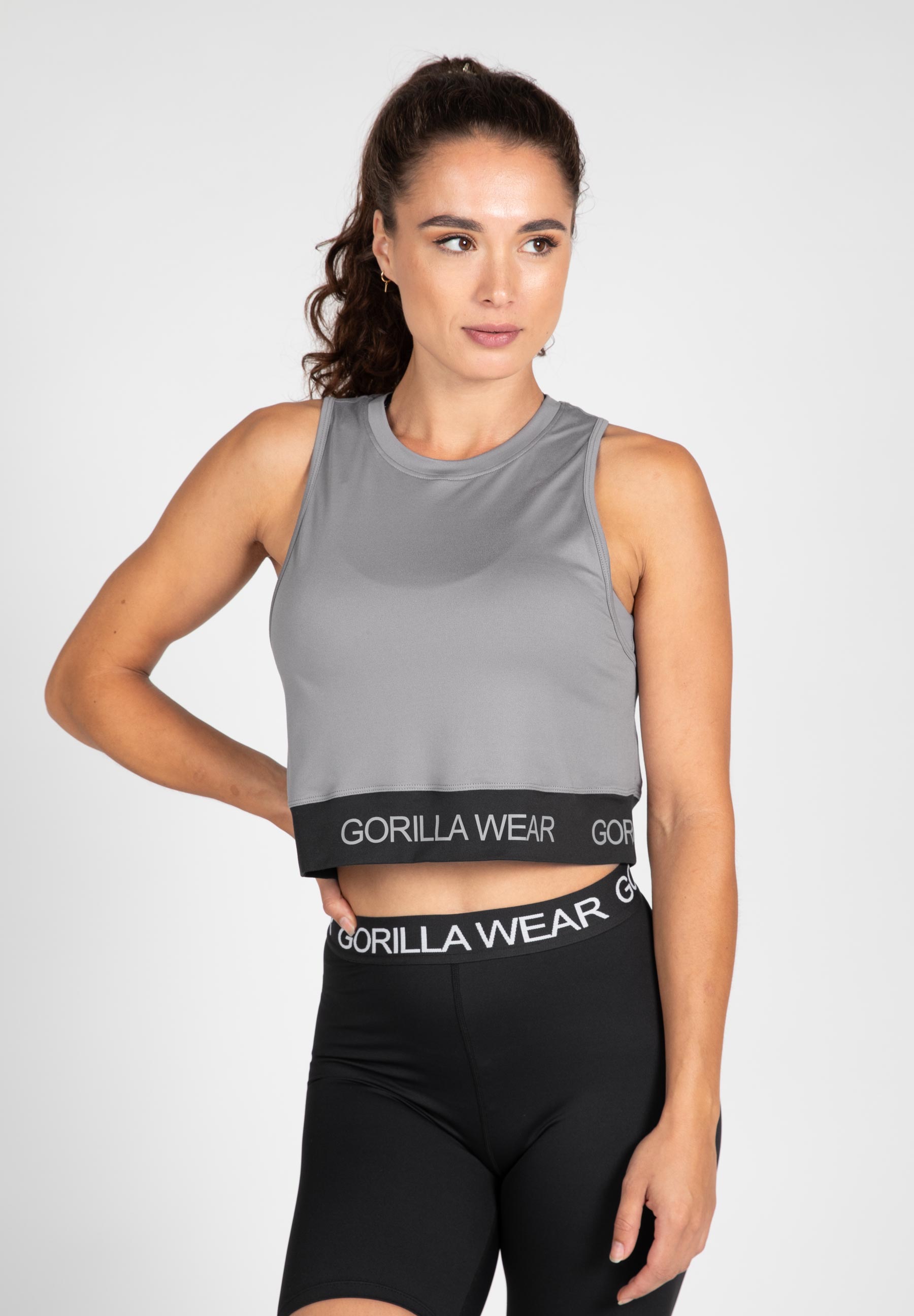 Colby Cropped Tank Top - Gray - S