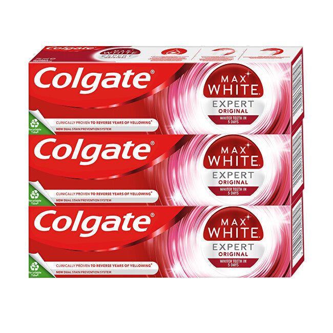 Colgate Max White Expert Original bělící zubní pasta 3 x 75 ml