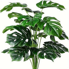 1pc Artificial Palm Tree Leaves Plant, Greenery Fake Tropical Plants, Artificial Monstera Tree Faux Fake Palm Fronds Plant, Suitable For Living Room Bedroom Ho