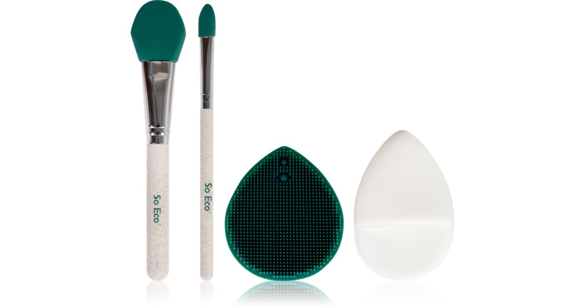 So Eco Complete Facial Care Set Silicone Cleansing Brush + Cleansing Sponge + Face Mask Applicator 2pcs