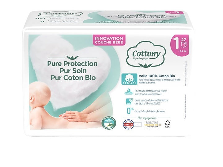 Cottony Babybleer Økologisk Bomuld Str 1 2-5kg 27 bleer