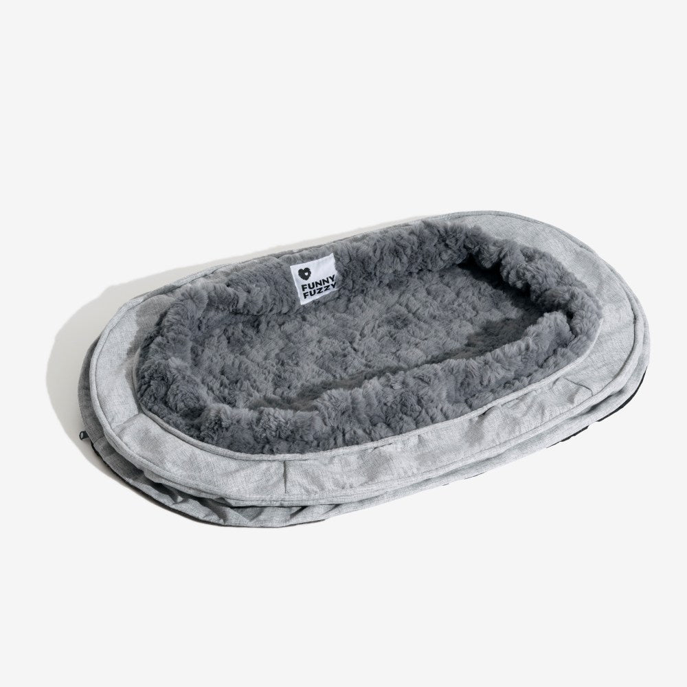 Bed Cover - Donut Dog Bed, Fuzzy Grey-Cover - M