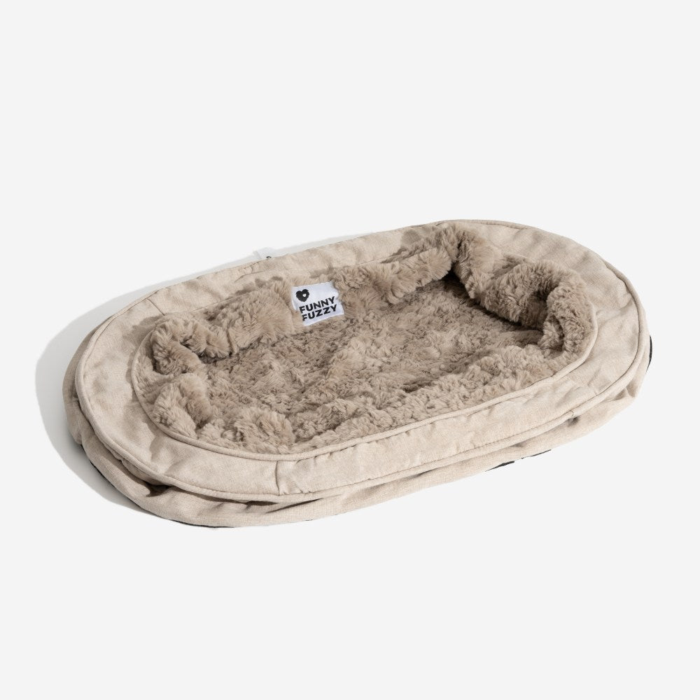Bed Cover - Donut Dog Bed, Fuzzy Brown-Cover - L