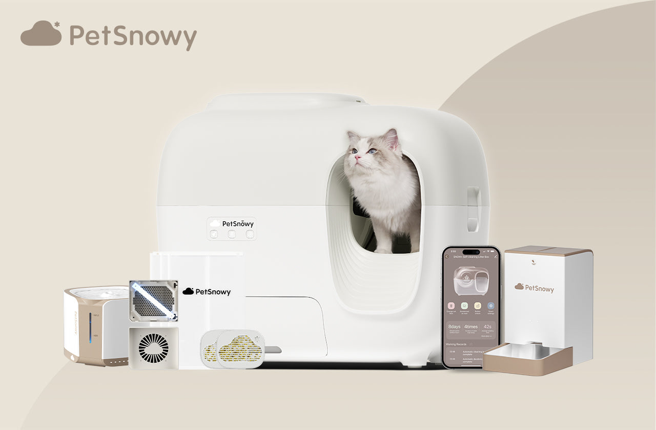 SNOW+ Self-Cleaning Cat Litter Box - Deluxe-Cream