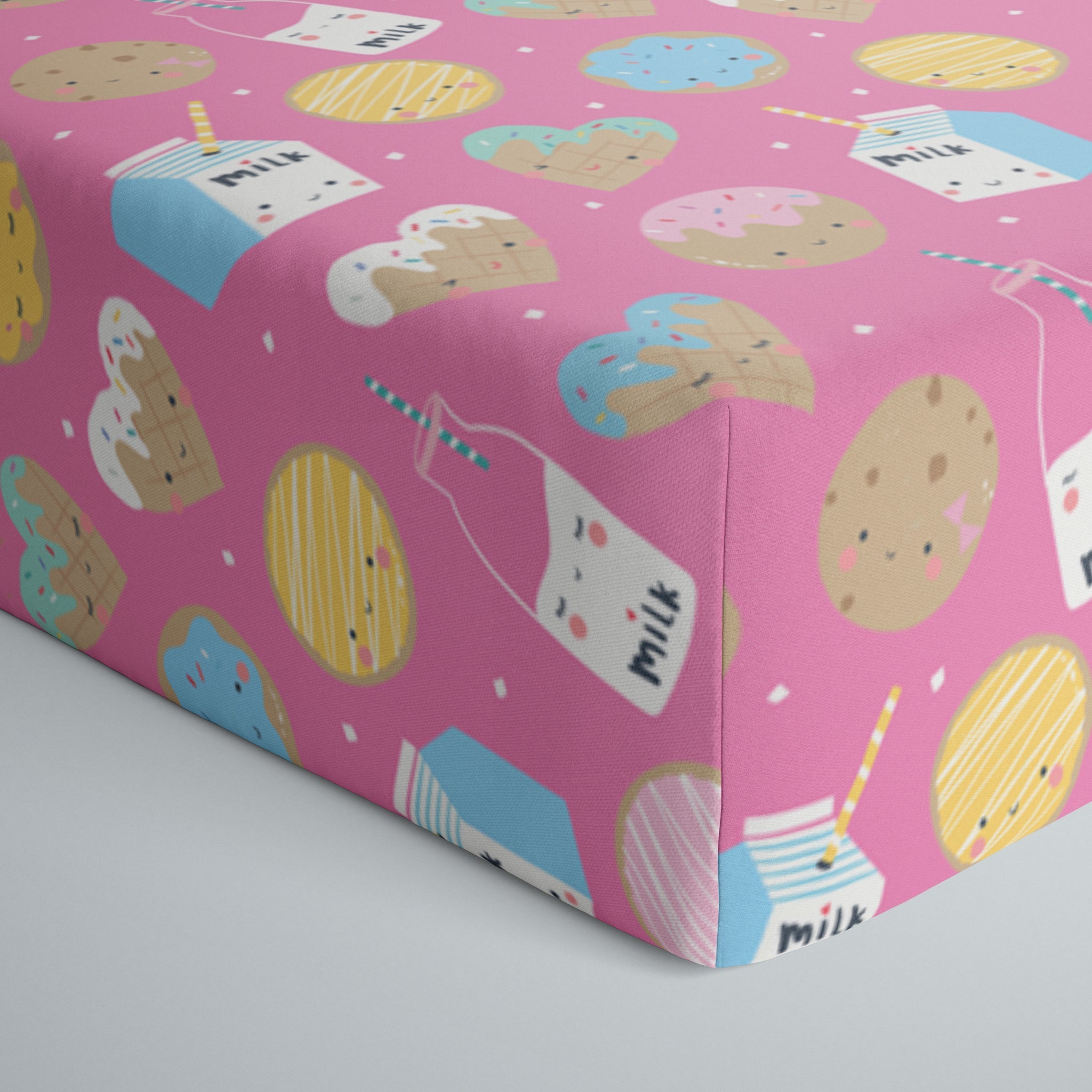 Pink Cookies & Milk Fitted Crib Sheet