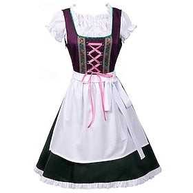 Carnaval Oktoberfest bier Kostuum Jurken Dirndl Trachtenkleider Oktoberfest - bier Bavarian Klederdrachtjurk Weiden Dames Doek in traditionele stijl Blouses Kl