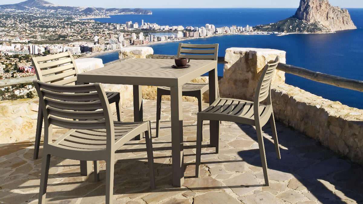 Compamia Ares Resin Square Dining Set with 4 Chairs: Outdoor Taupe