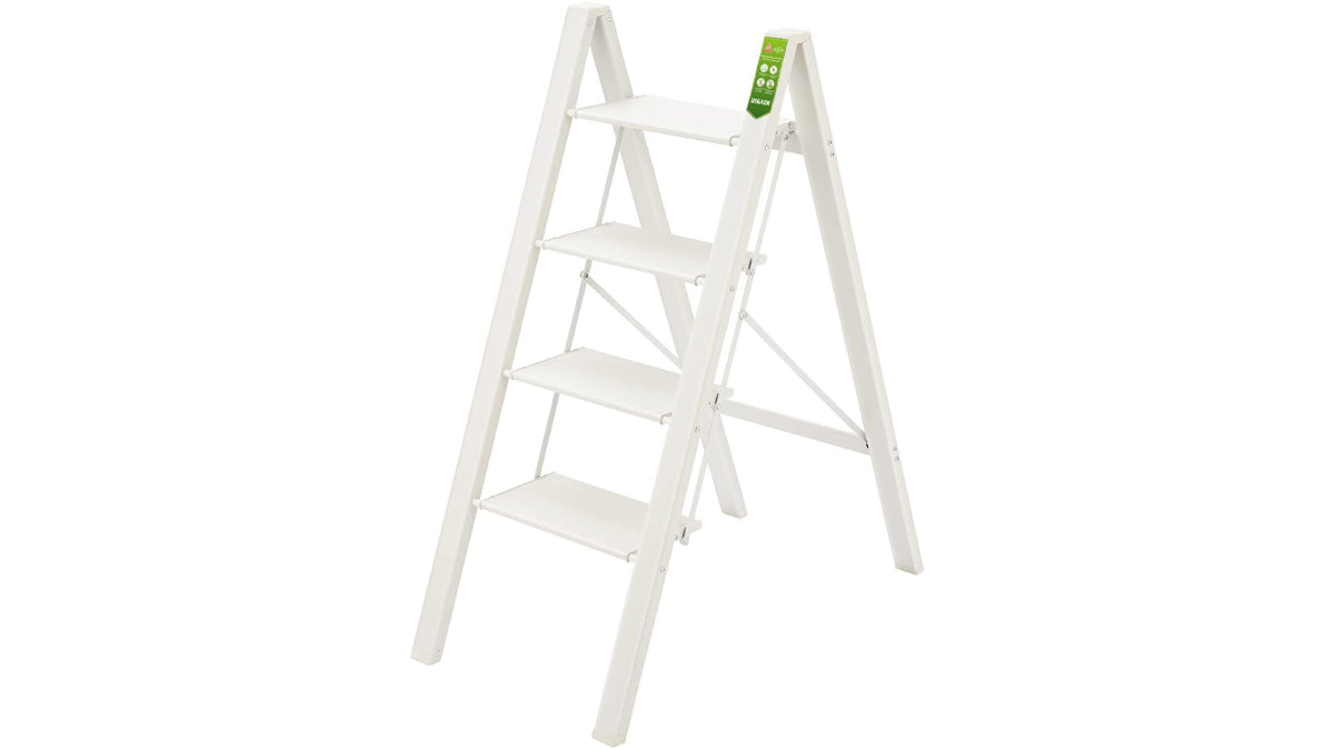 KERDOM FelixKing Folding Step Stool with Wide Anti-Slip Pedal White - 4-step