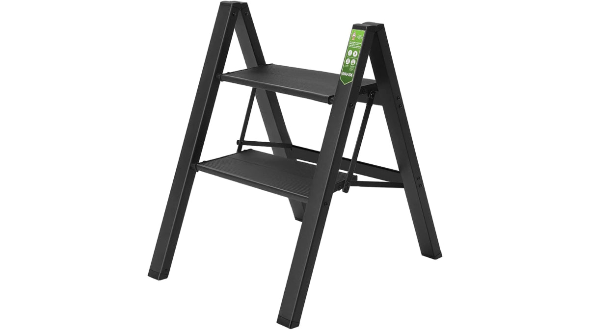 KERDOM FelixKing Folding Step Stool with Wide Anti-Slip Pedal Black - 2-step