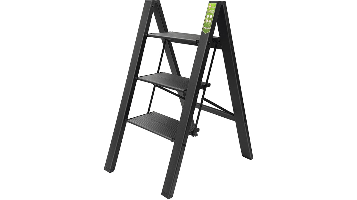 KERDOM FelixKing Folding Step Stool with Wide Anti-Slip Pedal Black - 3-step