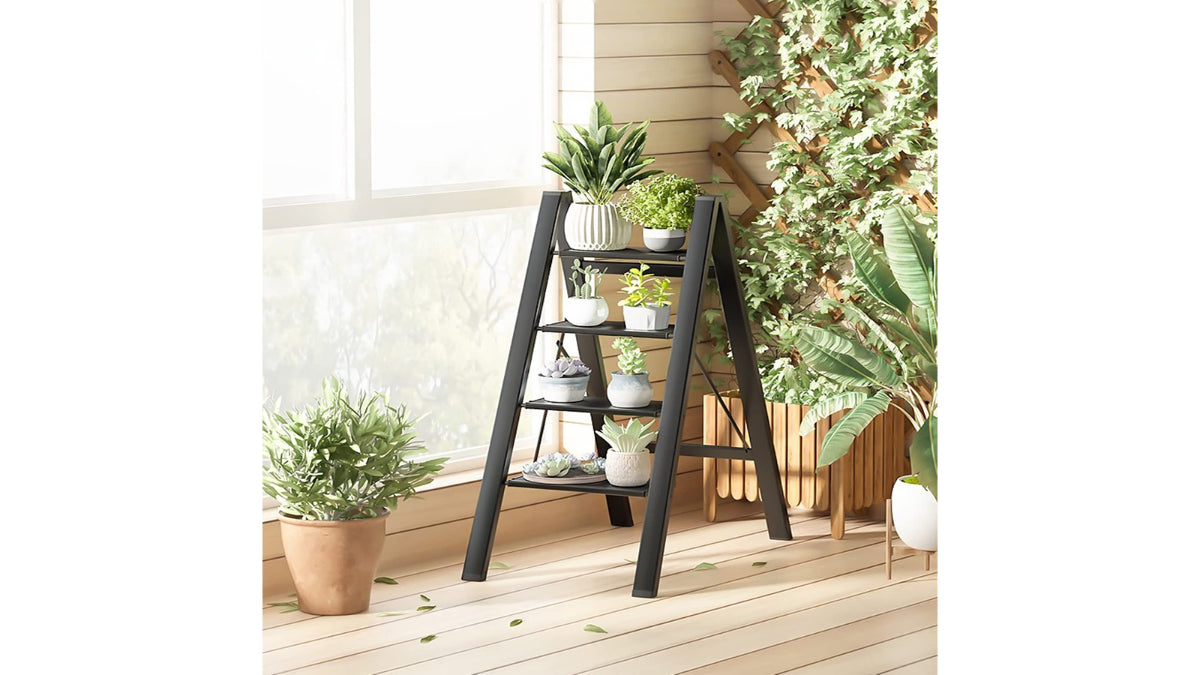 KERDOM FelixKing Folding Step Stool with Wide Anti-Slip Pedal Black - 4-step