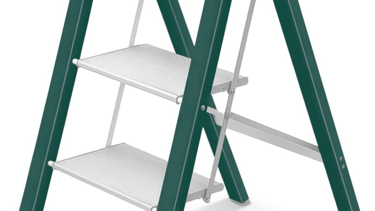 KERDOM FelixKing Folding Step Stool with Wide Anti-Slip Pedal Green - 3-step