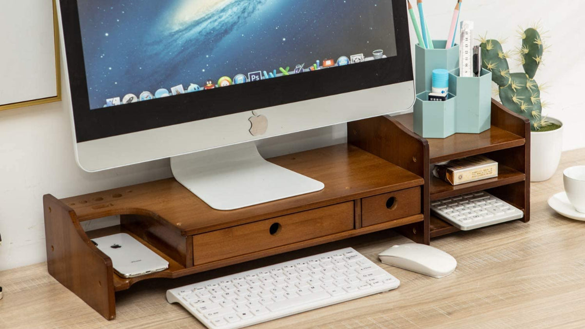 Maydear Bamboo Monitor Stand: Desktop Monitor Riser