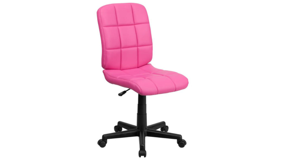Skyline Decor Mid-Back Quilted Vinyl Swivel Task: Office Chair Pink
