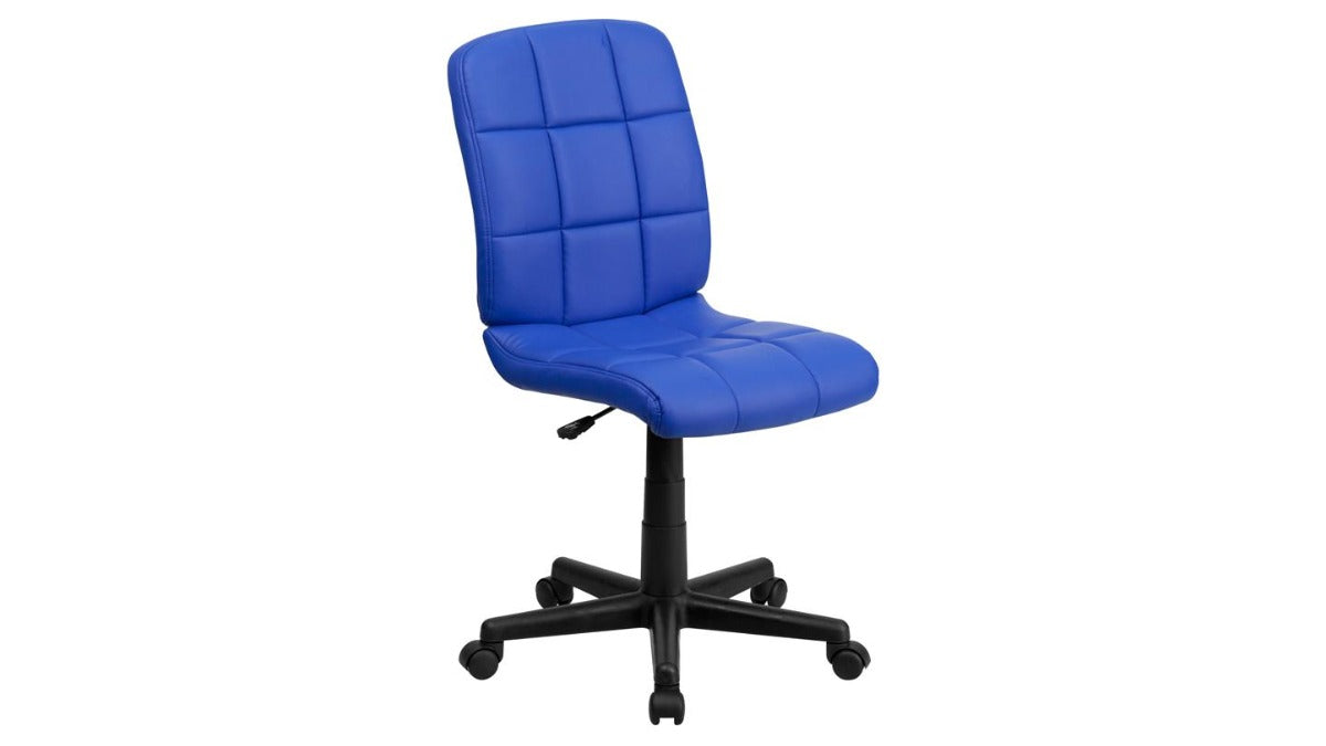 Skyline Decor Mid-Back Quilted Vinyl Swivel Task: Office Chair Blue