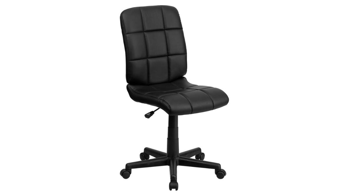 Skyline Decor Mid-Back Quilted Vinyl Swivel Task: Office Chair Black