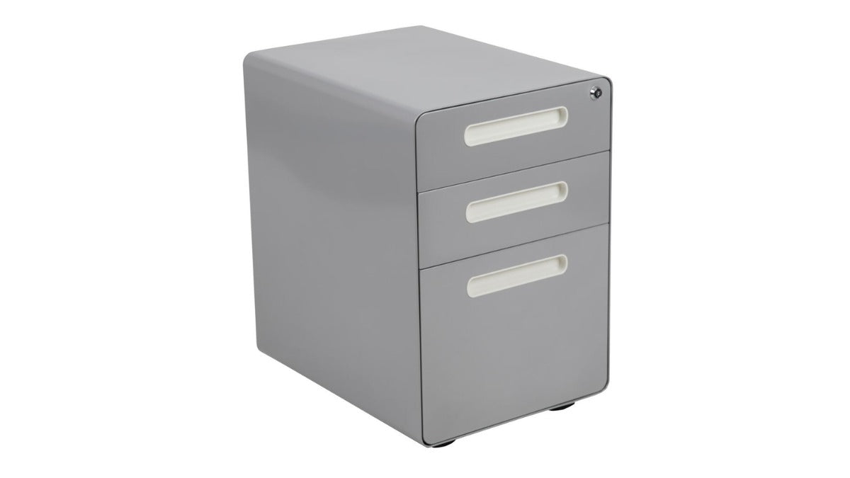 Skyline Decor 3-Drawer Mobile Filing Cabinet: Anti-Tilt Mechanism Gray