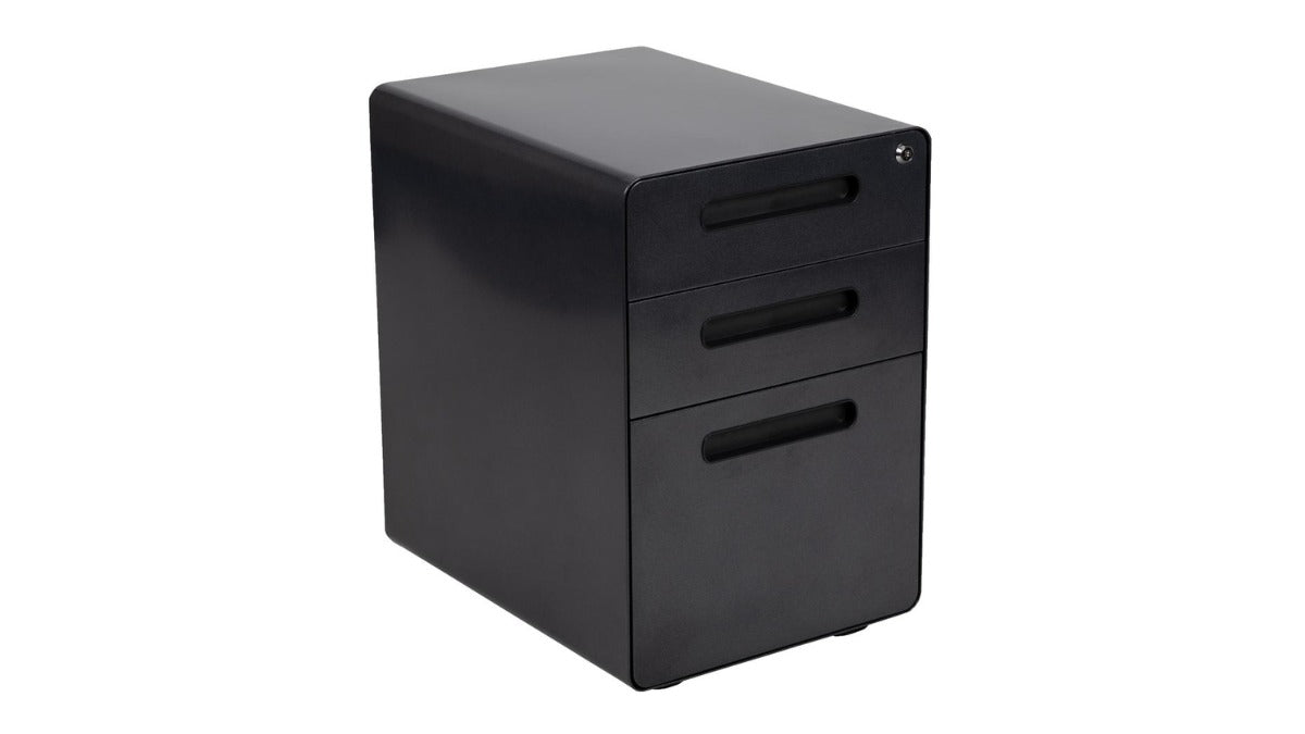 Skyline Decor 3-Drawer Mobile Filing Cabinet: Anti-Tilt Mechanism Black