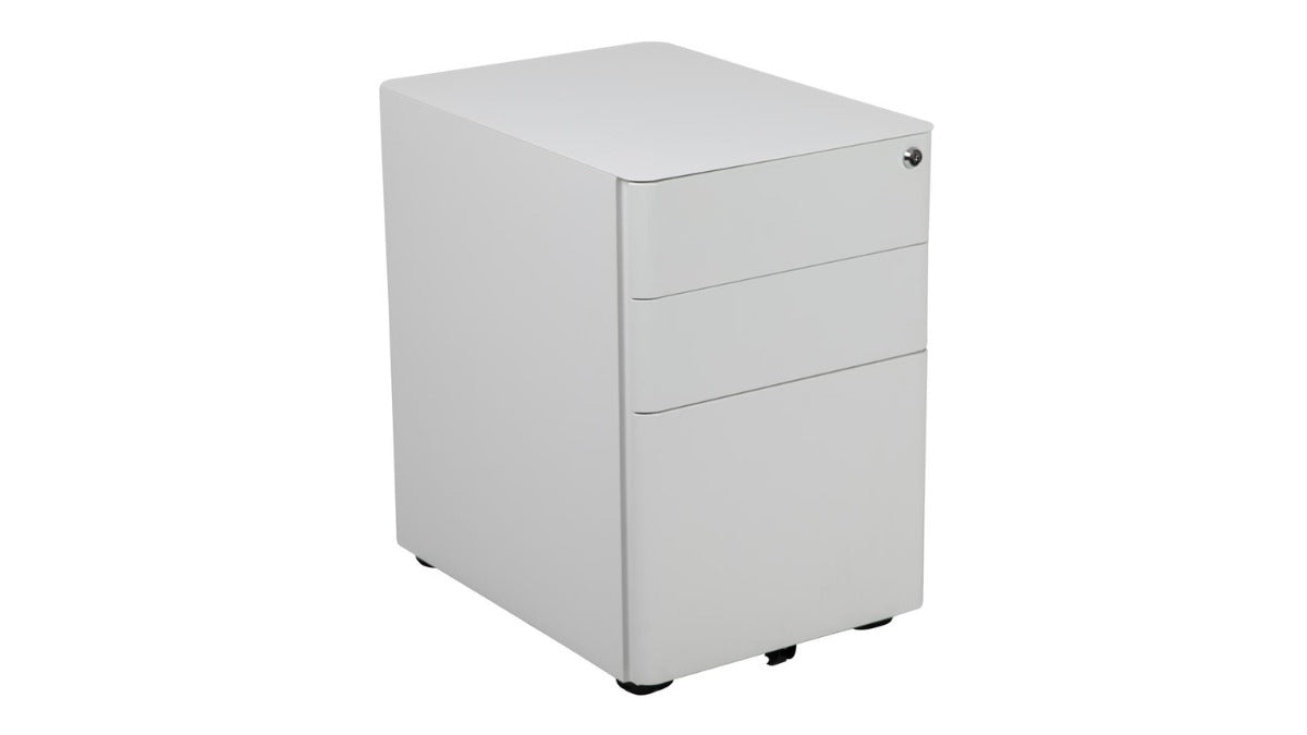 Skyline Decor Modern 3-Drawer Mobile Locking Filing Cabinet: A4, F4 White
