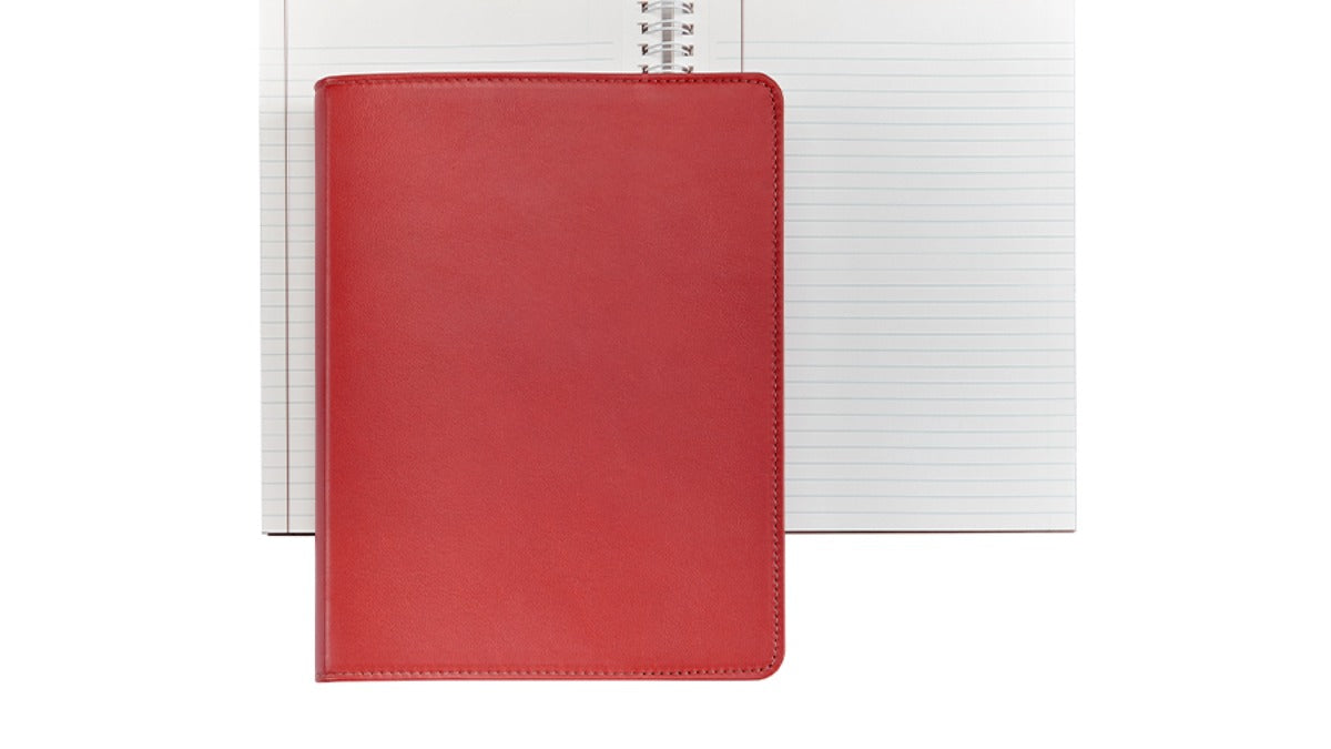 Graphic Image 9" Leather Refillable Wire-O-Notebook Red