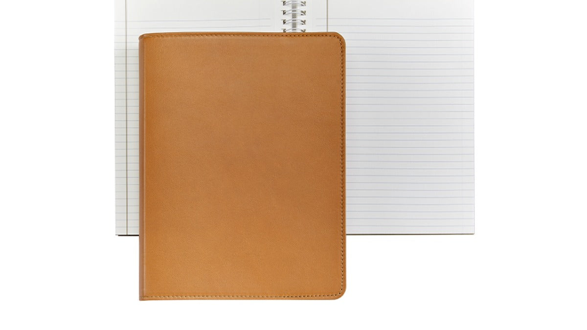 Graphic Image 9" Leather Refillable Wire-O-Notebook British Tan