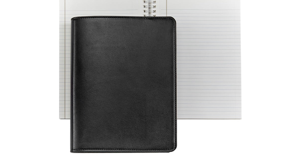 Graphic Image 9" Leather Refillable Wire-O-Notebook Black