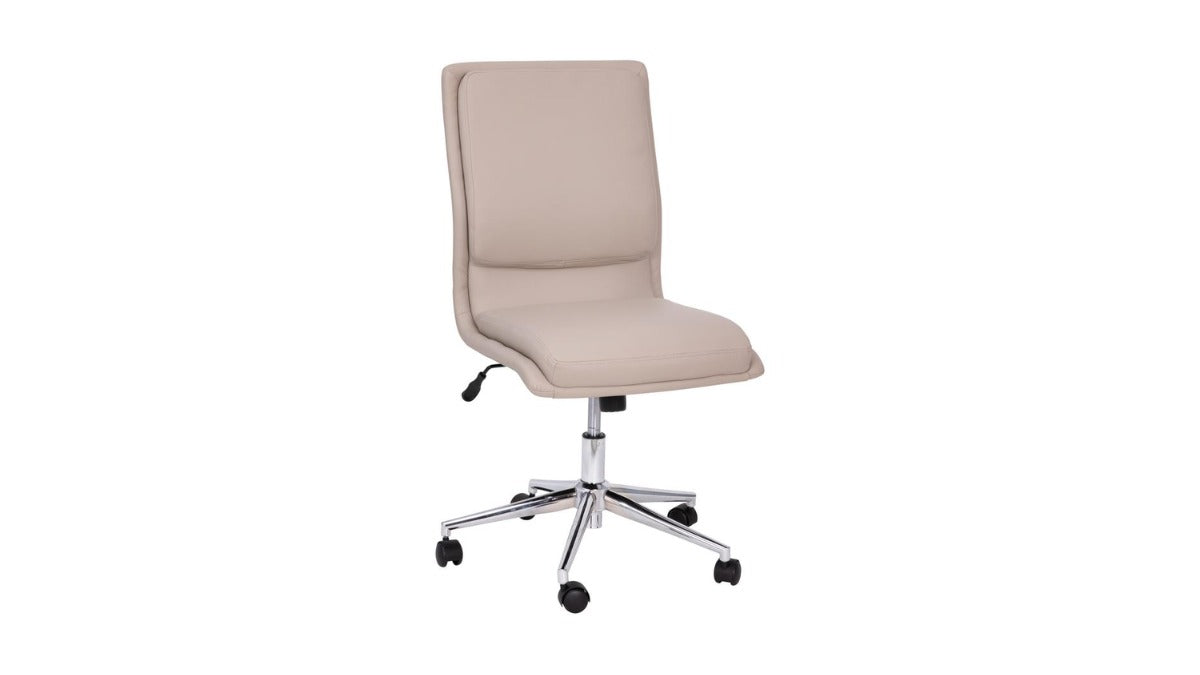 Skyline Decor Armless Swivel Task Office Chair: Adjustable Chrome Base Taupe