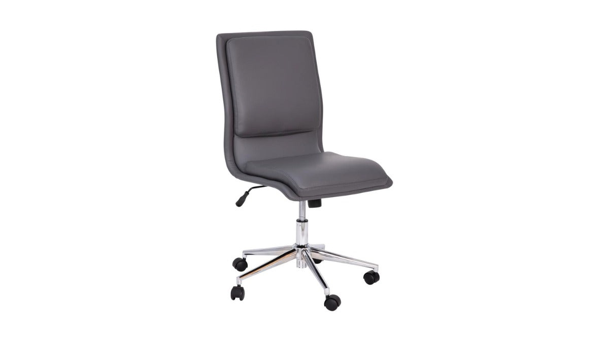 Skyline Decor Armless Swivel Task Office Chair: Adjustable Chrome Base Gray