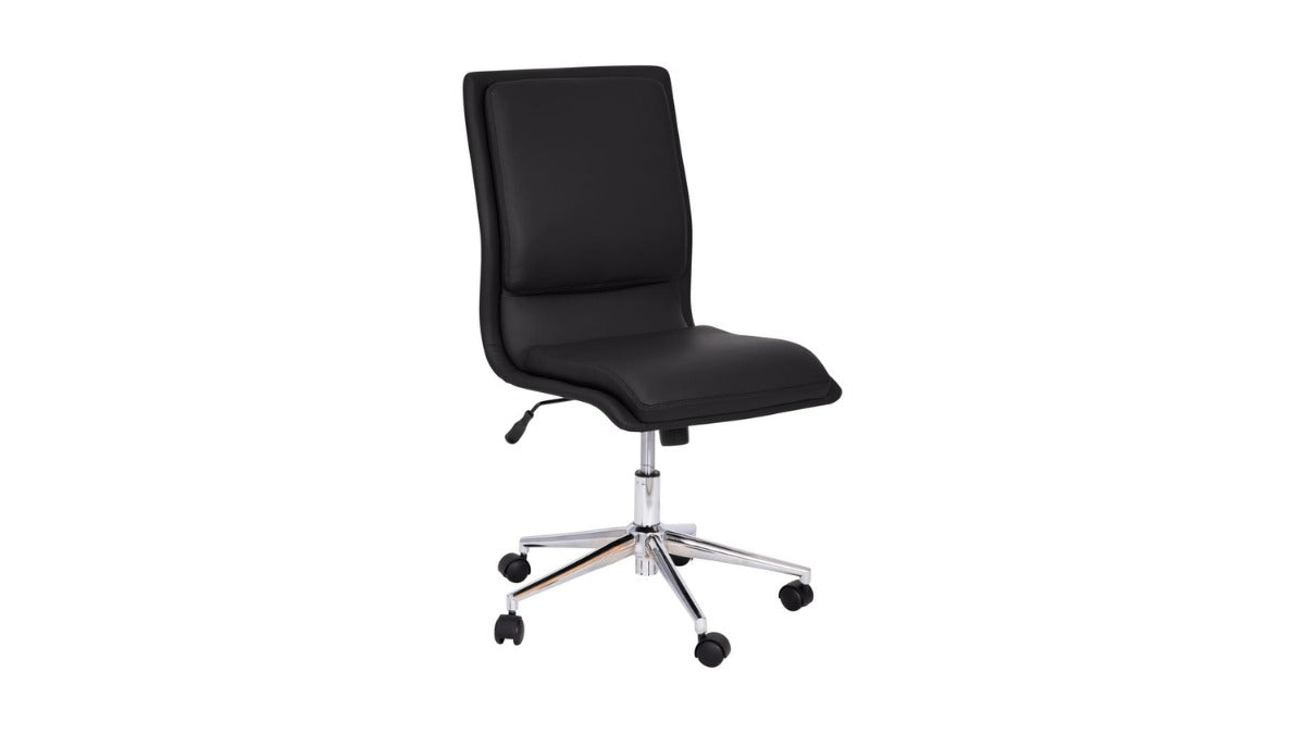 Skyline Decor Armless Swivel Task Office Chair: Adjustable Chrome Base Black