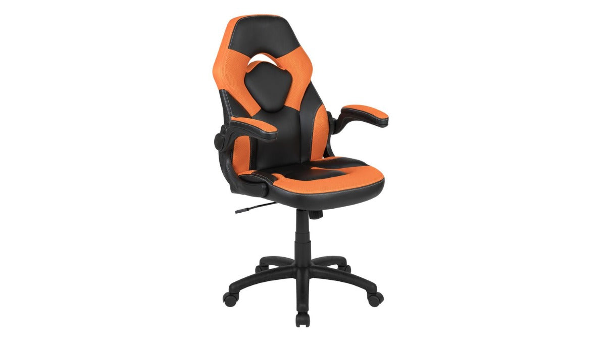 Skyline Decor X10 Gaming Chair: Flip-up Arms Orange