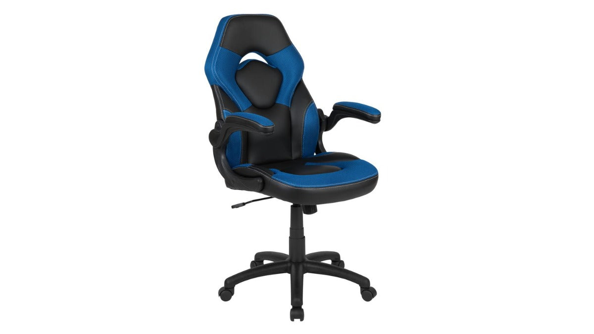 Skyline Decor X10 Gaming Chair: Flip-up Arms Blue