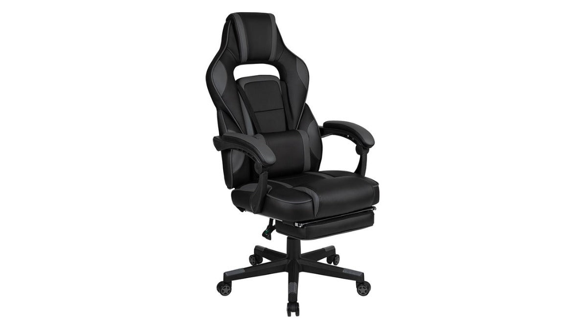 Skyline Decor X40 Gaming Chair: Slide-Out Footrest Black-Gray