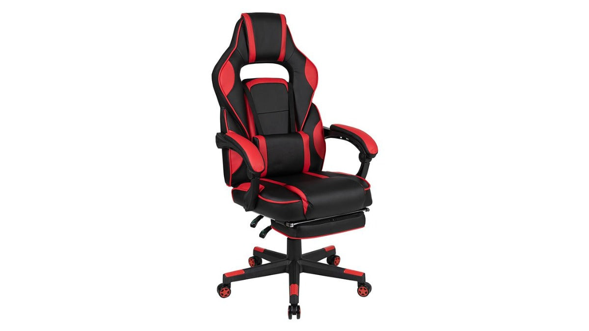 Skyline Decor X40 Gaming Chair: Slide-Out Footrest Red
