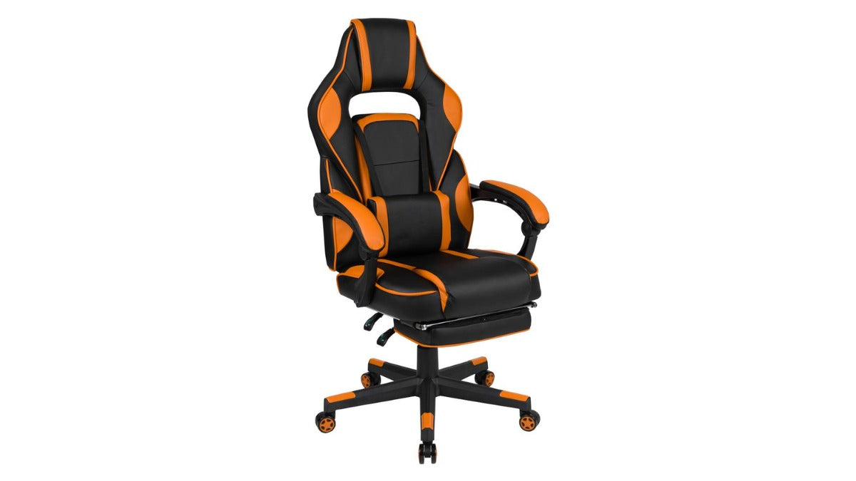 Skyline Decor X40 Gaming Chair: Slide-Out Footrest Black-Orange