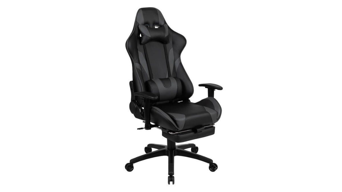 Skyline Decor X30 Gaming Chair: Slide-Out Footrest Gray