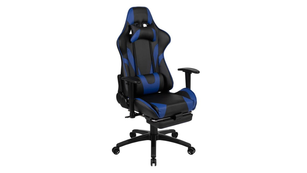 Skyline Decor X30 Gaming Chair: Slide-Out Footrest Blue