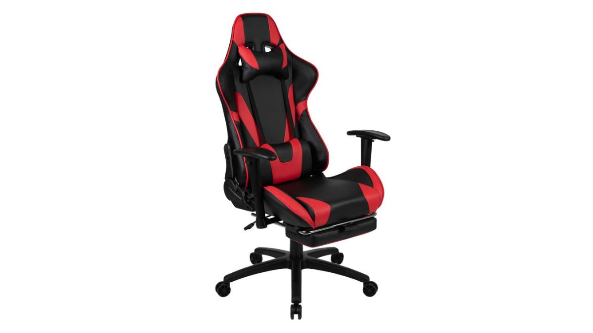 Skyline Decor X30 Gaming Chair: Slide-Out Footrest Red