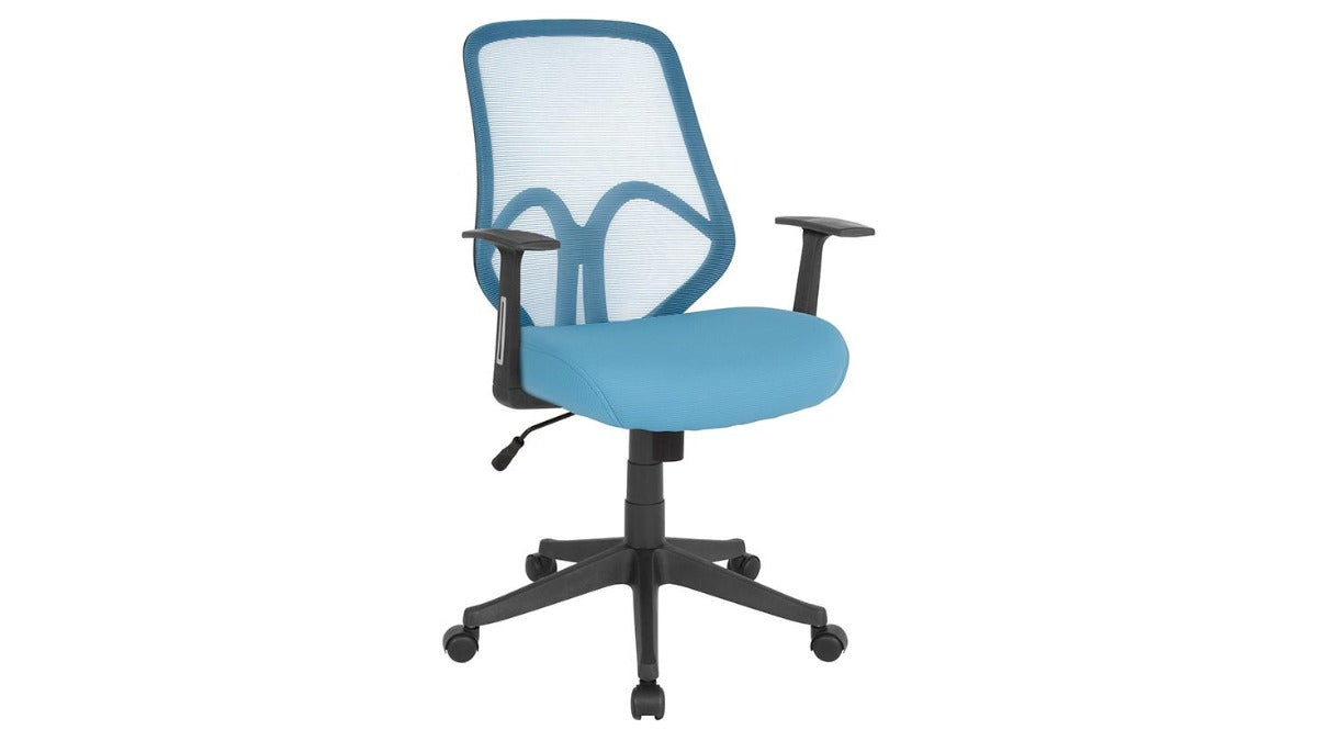 Skyline Decor High Back Mesh: Office Chair with Arms Light Blue