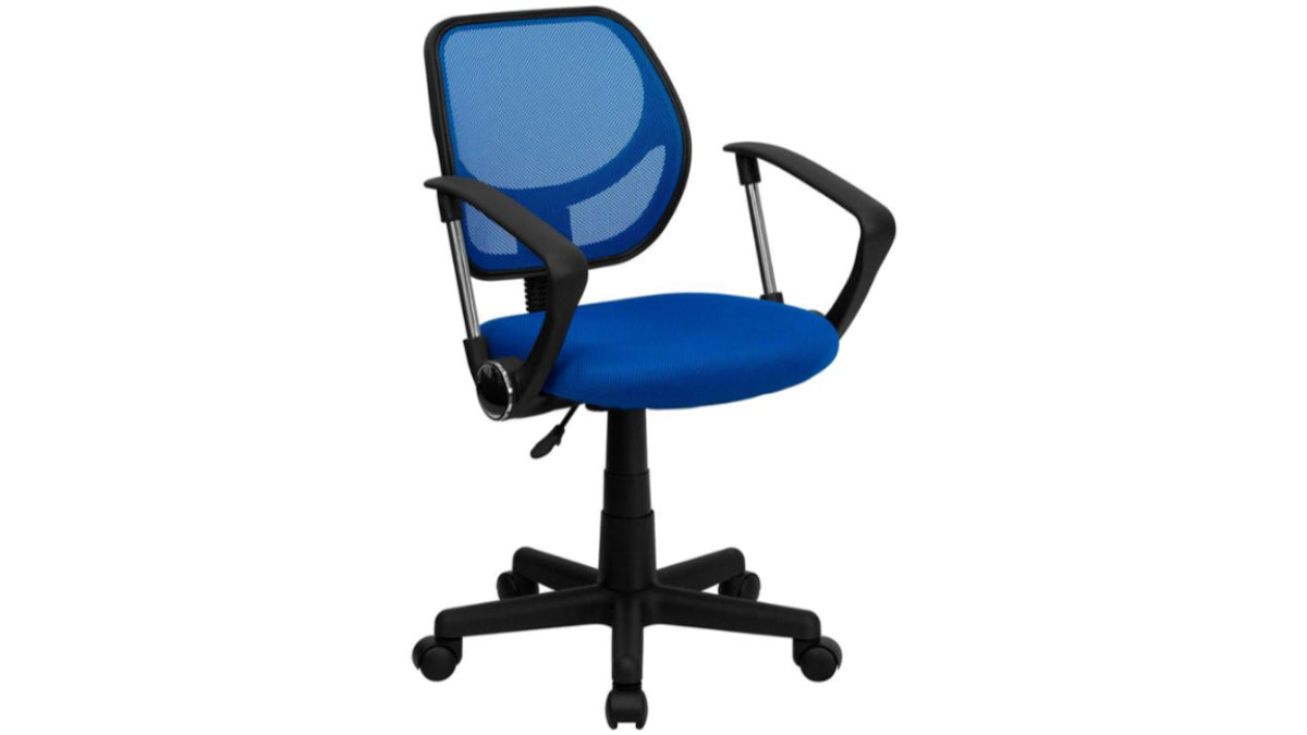 Skyline Decor Low Back Mesh Swivel Task Office Chair: With Arms Blue