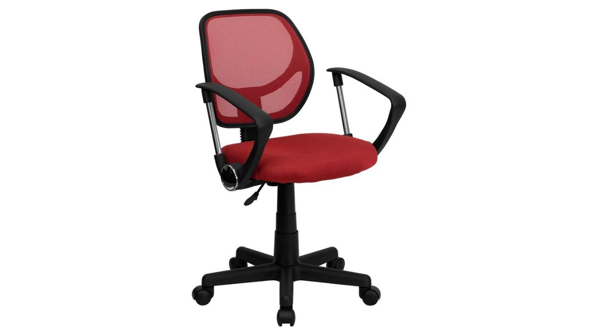 Skyline Decor Low Back Mesh Swivel Task Office Chair: With Arms Red