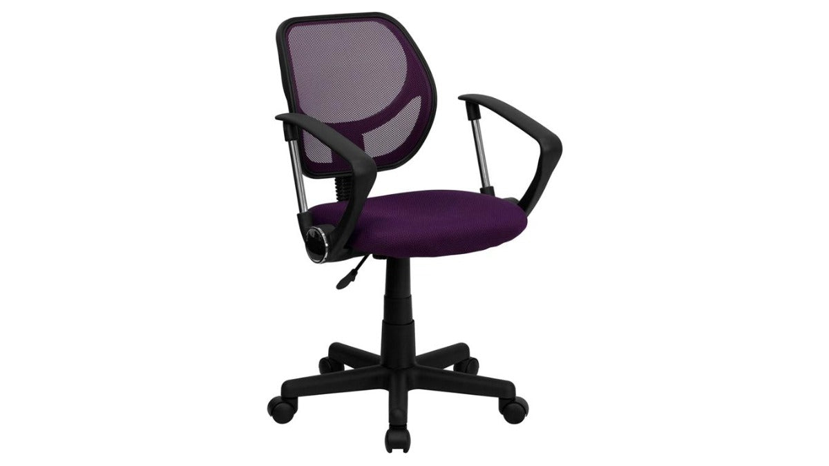 Skyline Decor Low Back Mesh Swivel Task Office Chair: With Arms Purple