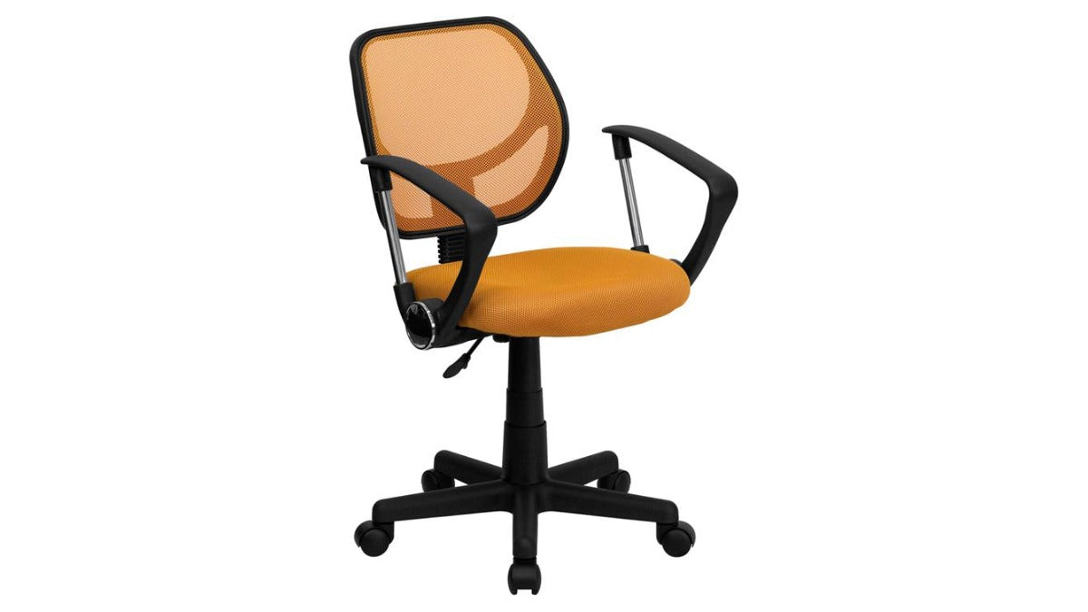 Skyline Decor Low Back Mesh Swivel Task Office Chair: With Arms Orange