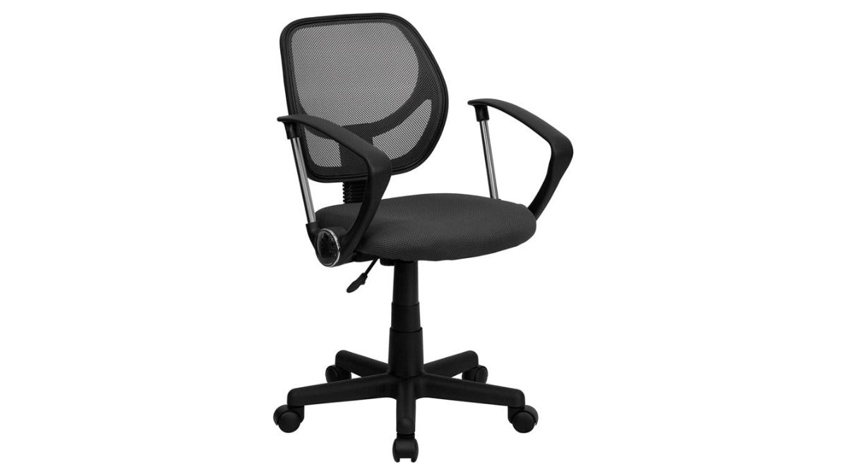 Skyline Decor Low Back Mesh Swivel Task Office Chair: With Arms Gray