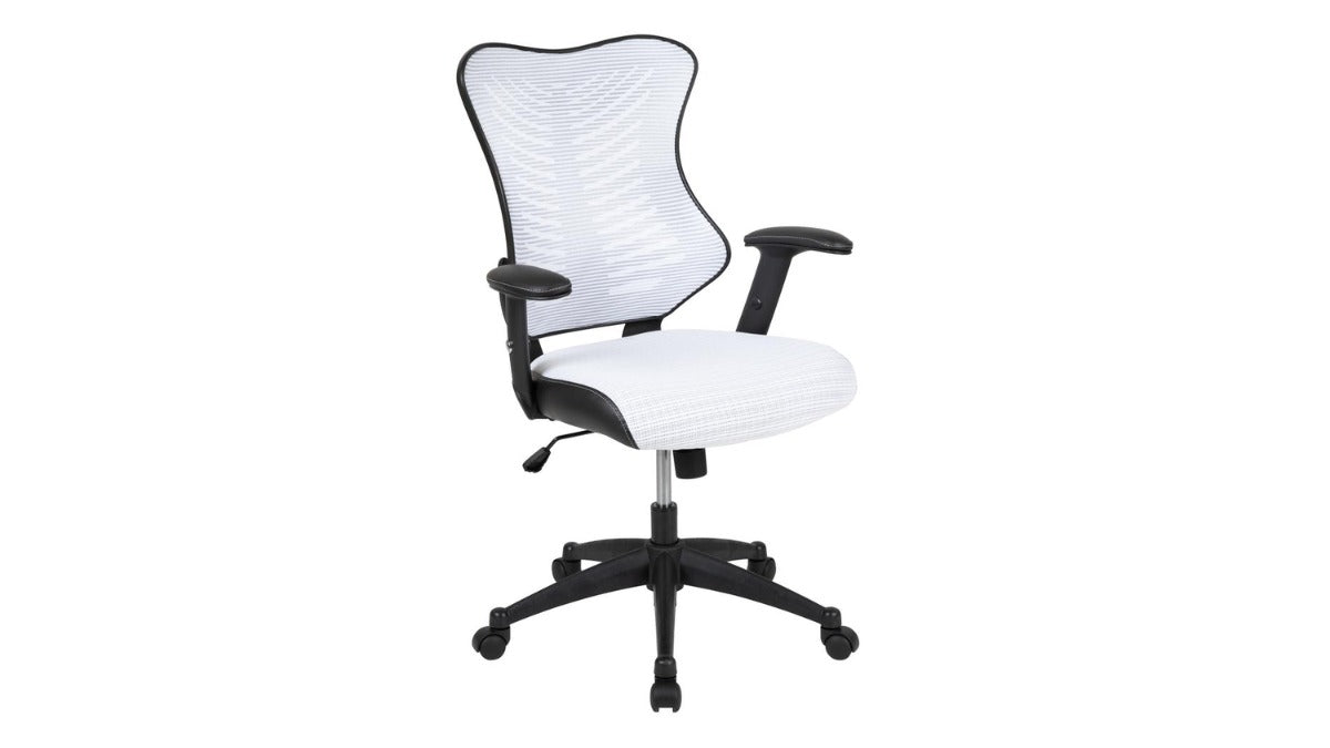 Skyline Decor Mesh Swivel Chair: Adjustable Arms White
