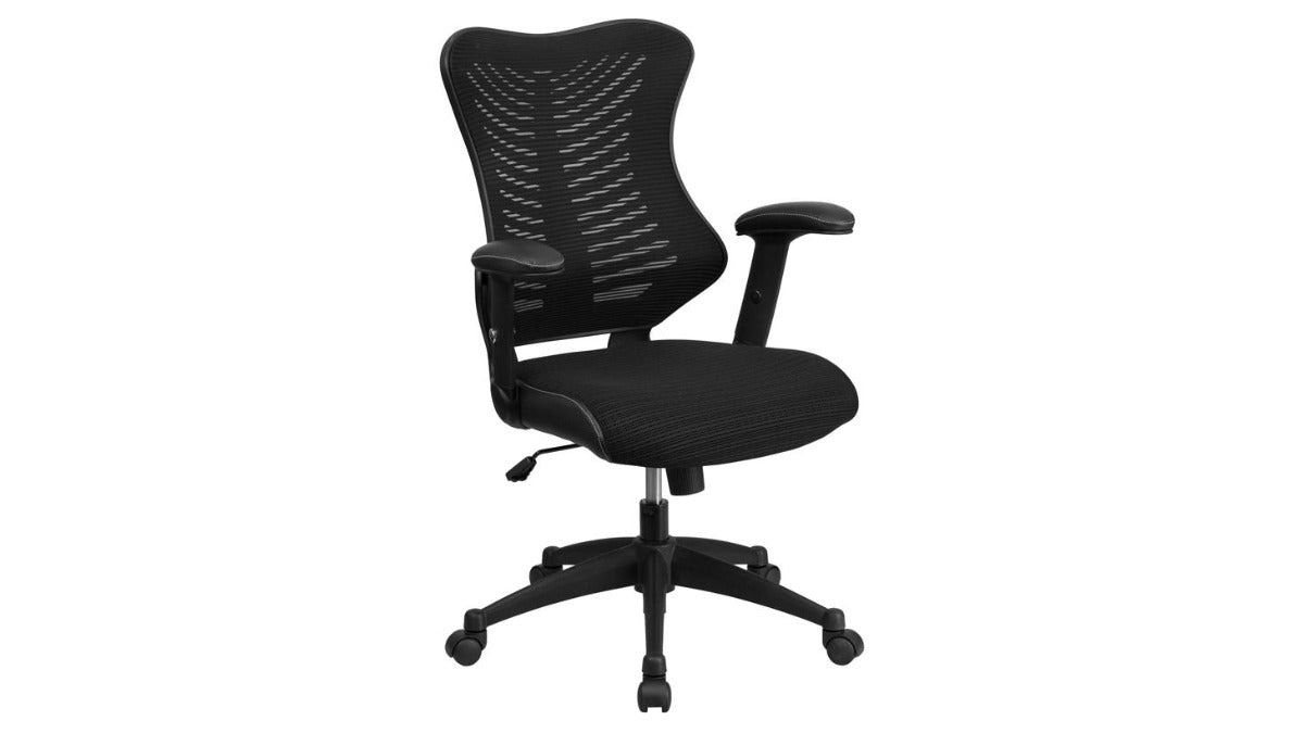 Skyline Decor Mesh Swivel Chair: Adjustable Arms Black