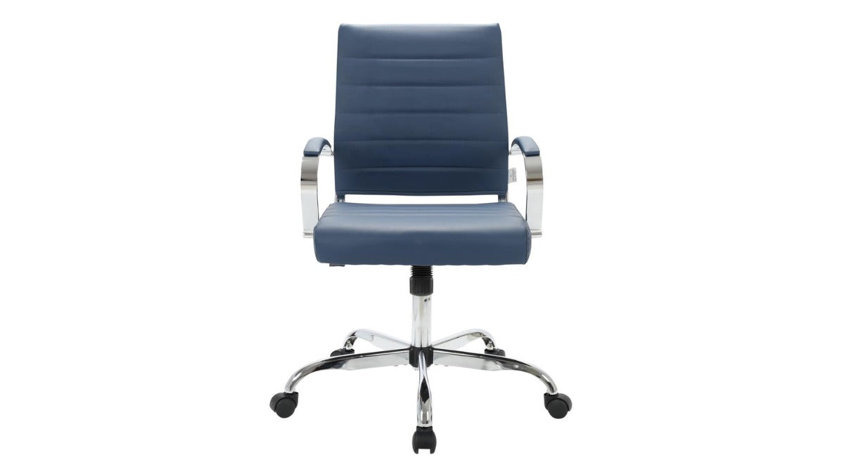 Skyline Decor Benmar Leather Ergonomic  Chair Navy Blue