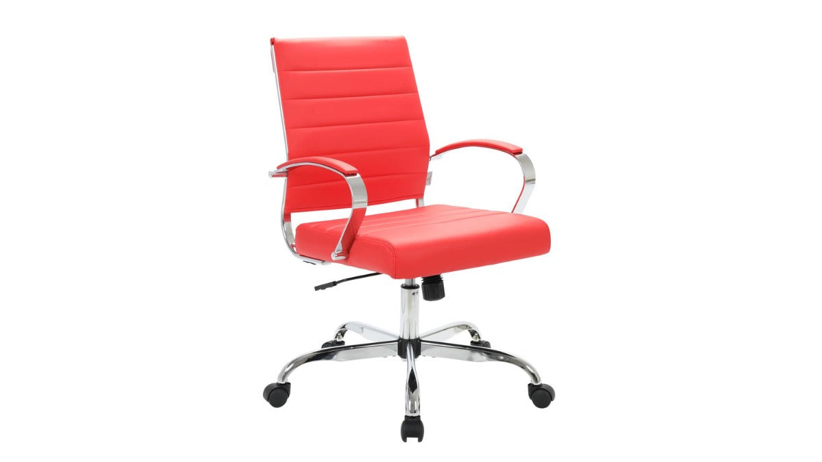 Skyline Decor Benmar Leather Ergonomic  Chair Red